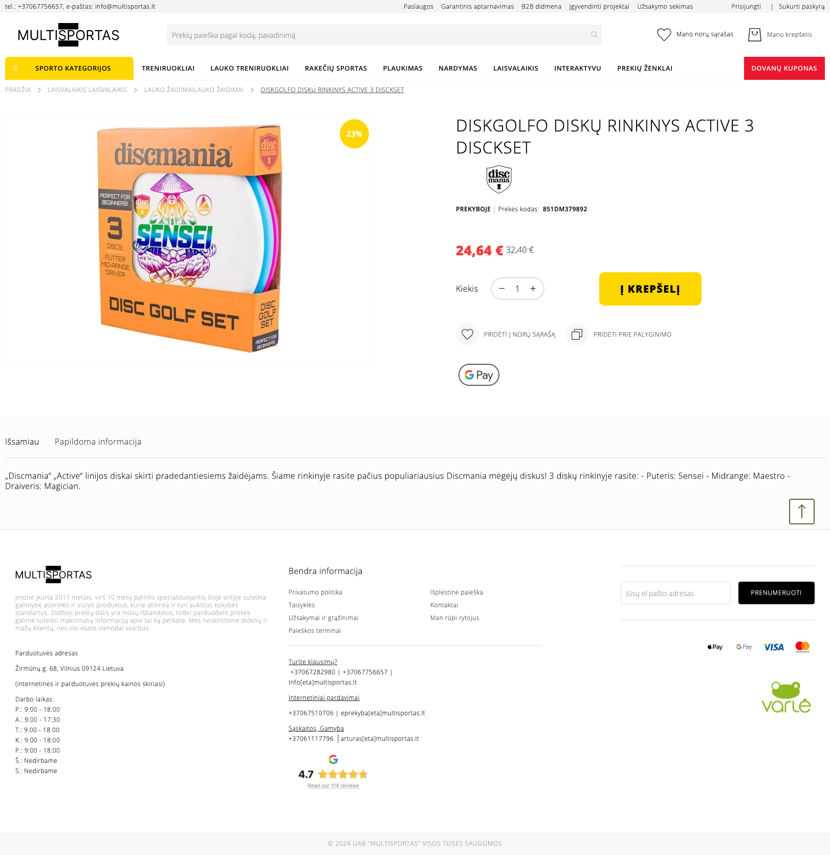 diskgolfo diskų rinkinys active 3 disckset 10 23 2025 11 02 am