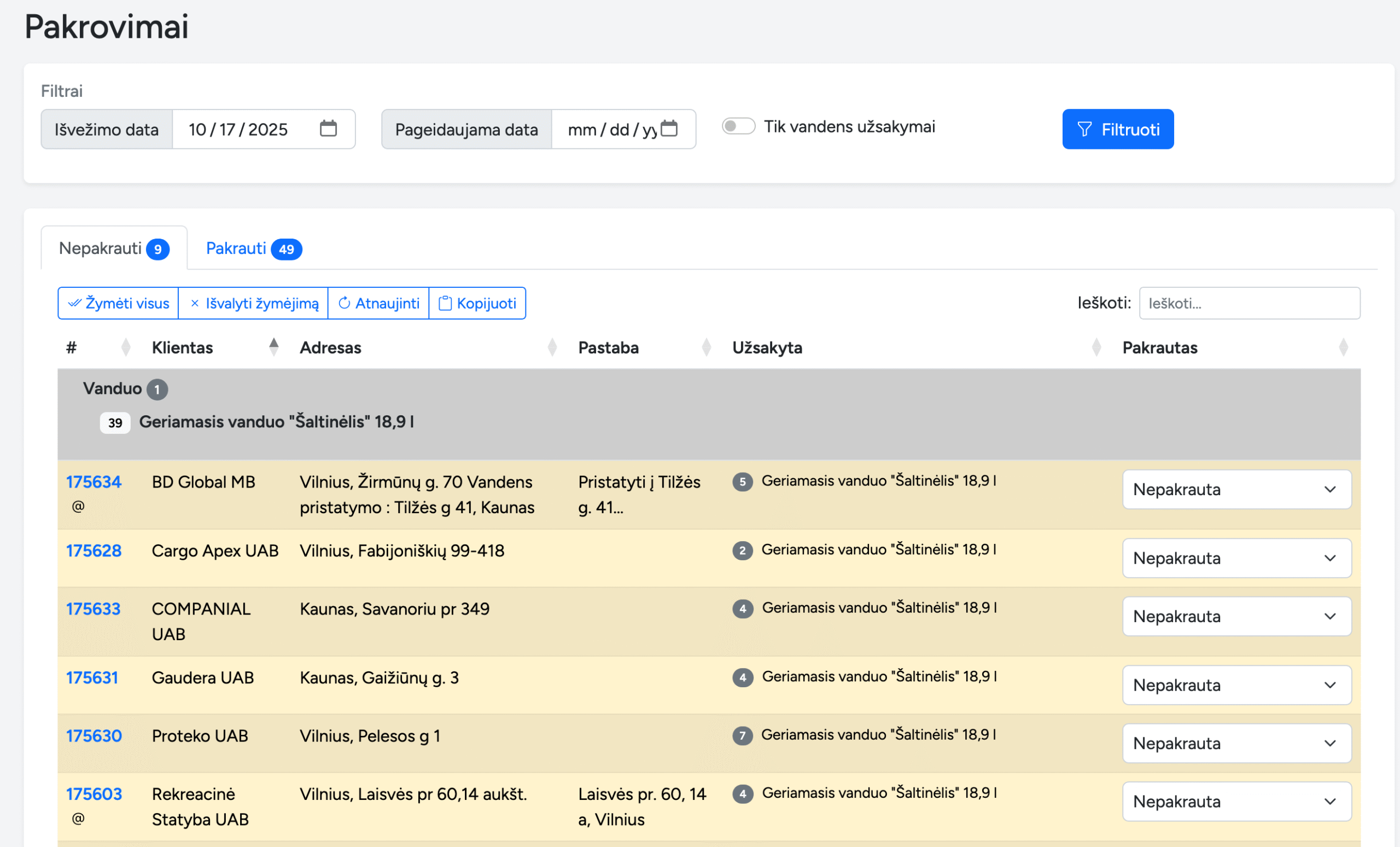 API Integracijos Jūsų Verslui pakrovimai